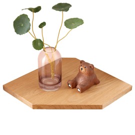 OAKERLAND Oak Floating Corner Shelf with Hidden Cables Channel, Solid Wood Corner Shelves Wall Mounted for Bathroom Kitchen Bedroom Living Room