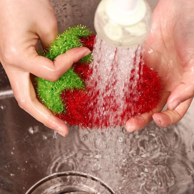 Strawberry Shape Acrylic Dish/Pot Scrubbers for Dish Washing, Cute Colorful