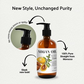 Nature Packaged Pure Argan Oil (Aceite de Argan) with Pump - Premium Cold Pressed Moroccan Hair Oil Direct from EIR Moroccan Oils for Natural Hair Care - Body Oils for Dry Scalp, Face & Nails (8oz)