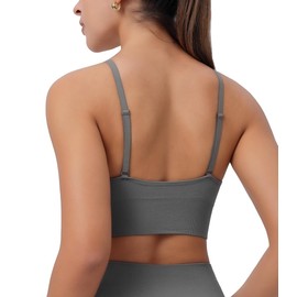 3Pack Womens Deep V-Neck Longline Sports Bra, Strappy Criss Cross Padded Cups Adjustable Spaghetti Straps Workout Yoga Crop Top