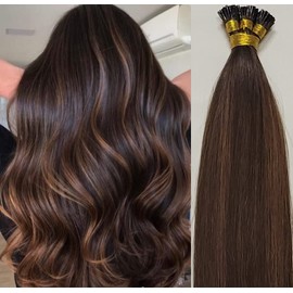 Hair Faux You 22" Remy Straight Pre bonded I Tip Human Hair Extensions Professional Salon, 100 grams 125 strands Per Package, Color #B2/6