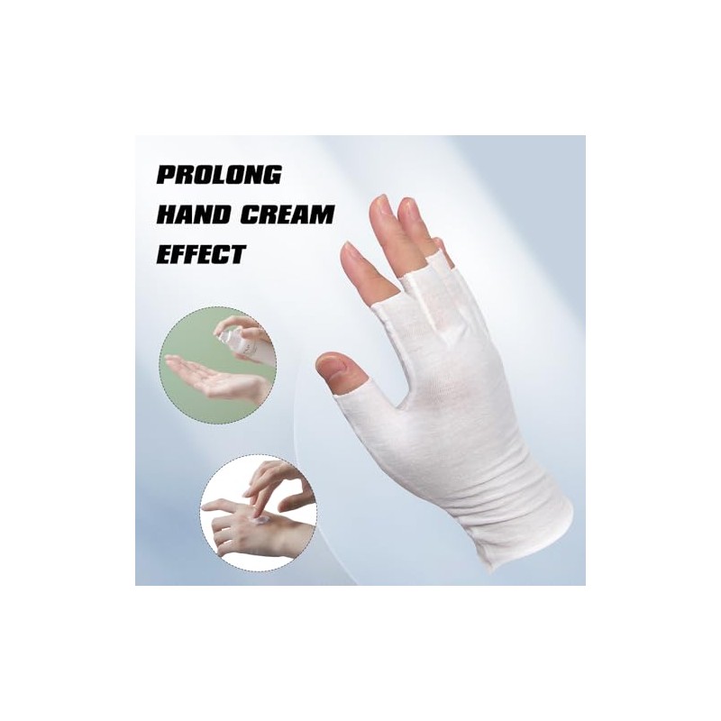 4 pares de guantes blancos sin dedos, guantes hidratantes de