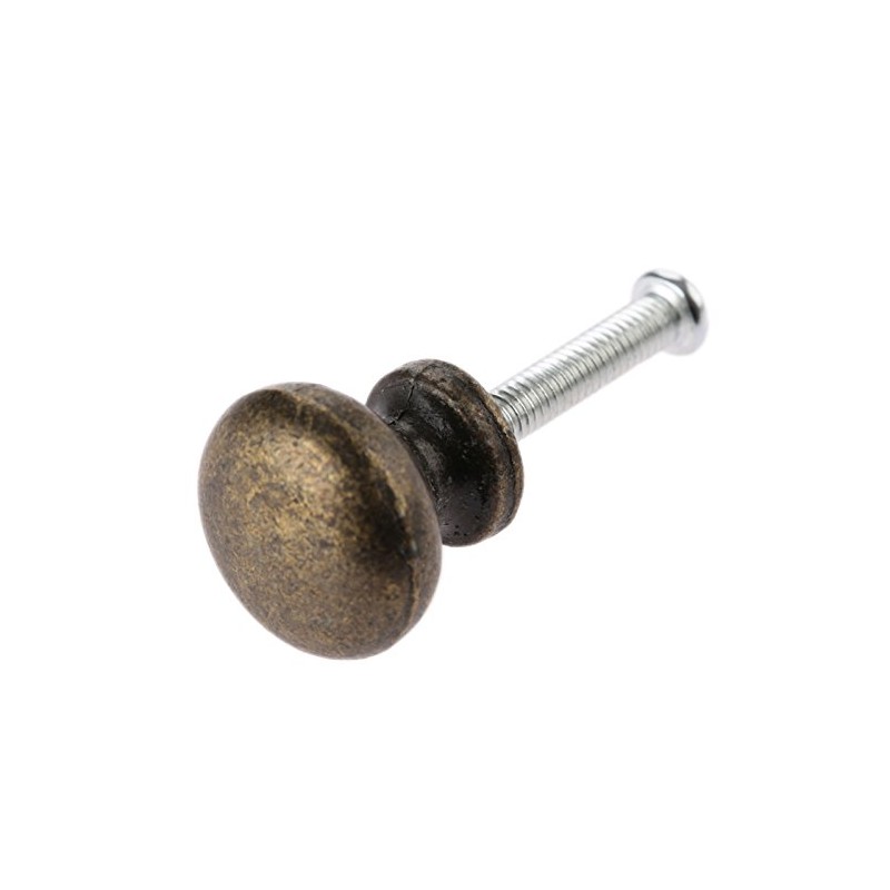 Dophee 5Pcs 19x17mm Small Box Knob Antique Brass Drawer Round