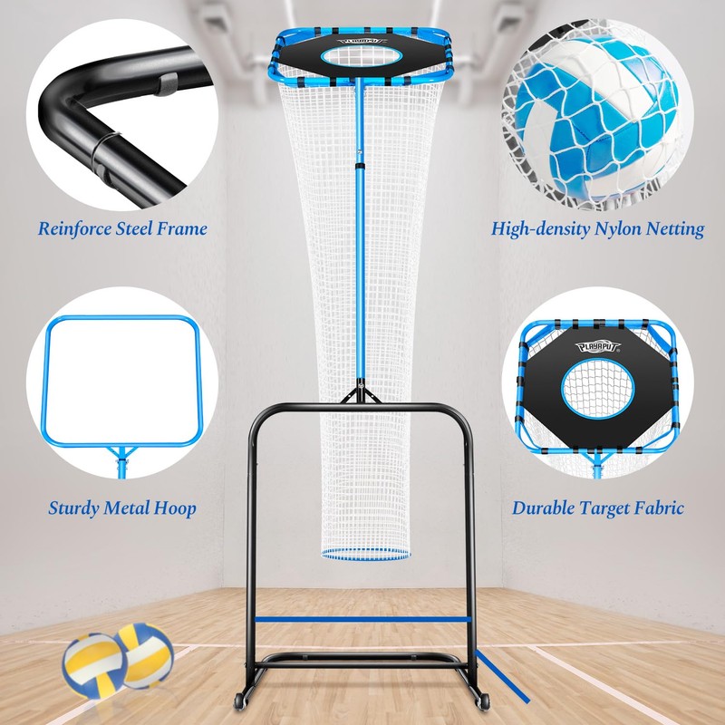 Volleyball Setter Training Net，Height & Angle Adjustable Volley Ball Training