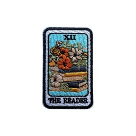 SANSFIUS The Reader Patch, Size 3" Sew On Patches, Floral Book Embroidery Fabric Patches for Clothes Jeans Backpacks, Embroidery Iron On Patches for Clothes, Applique Patches, Gifts for Book Lover