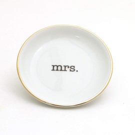 Mrs. Ring Dish with 22k Gold Accents, Bridal Shower or Engagement Gift, Ceramic, Lennymud by Lorrie Veasey