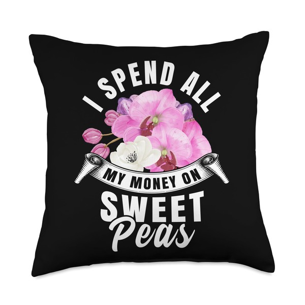 Sweat Pea Gardener Sweat Pea Flower Seeds Gardening Throw Pillow
