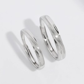 Meissa Couple Rings 925 Sterling Silver Twist Couple Band for Men and Women Engagement Promise Wedding Ring Anniversary Ring Set Size Adjustable (Set of Two Rings)