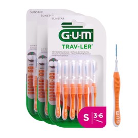GUM TRAV-LER Interdental Brushes, For Thorough Cleaning of All Interdental Spaces, Bendable Neck, Teeth Cleaning and Plaque Removal (ISO Size 2, 0.9 mm [18 units])