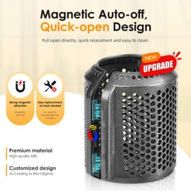 Magnetic Hair Dryer Filter Compatible with Dyson Supersonic HD01 HD03 HD08 HD15 Hair Dryer Attachment, Hair Dryer Outer Filter Spare Parts with Brush (Metallic Gray)