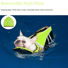Mklhgty Dog Life Jacket, Reflective Dog Life Vest with Removable Neck Float High Buoyancy for Swimming and Boating, Ripstop Pet Safety Swimsuit Rescue Handle for Small Medium Large Dogs