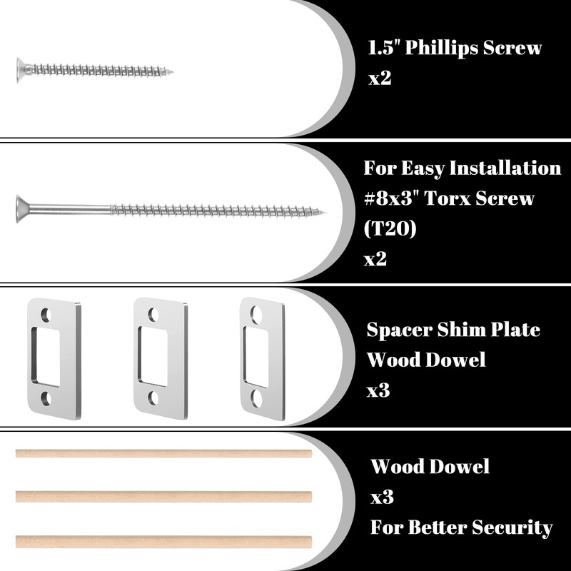 Door Strike Shim Plates, Standard Size Spacer Deadbolt Restorer Strike