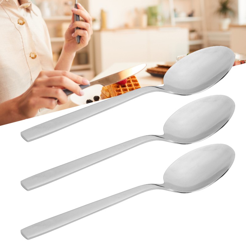 12Pcs Long Handle Dessert Spoon 316 Stainless Steel Soup Coffee