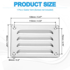 PATIKIL 5.5x3.5 Inch Aluminum Vent Cover, Screen Air Grille Ventilation Cover HVAC Louvered Grill for Home Kitchen Fireplace Bathroom Wall Ceiling, Silver