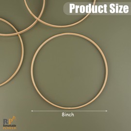 RP Remarkable Power, 6 Pack Wooden Bamboo Floral Hoop 8 Inch Macrame Floral Hoop Rings Wreath Ring for DIY Dream Catcher Wedding Wreath Wall Hanging Decor