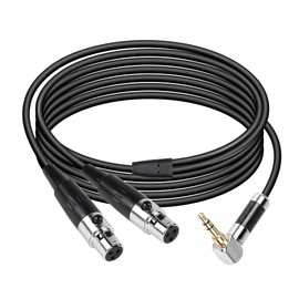 CERRXIAN Dual Mini XLR to 3.5MM Stereo Mic Cable,90 Degree 3.5mm 1/8 Inch TRS Male to 2 Mini XLR Female Y Splitter Cord,for Audio Conversion of Camera And Other Equipment-FF5.9FT
