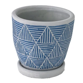 Spice CCGH1830BL Flower Pot Relief Planter, Triangle, No. 3, Diameter 4.9 x 4.7 inches (12.5 x 12 cm), Cement, Bottom Hole, Includes Saucer, Indoor and Outdoor Use