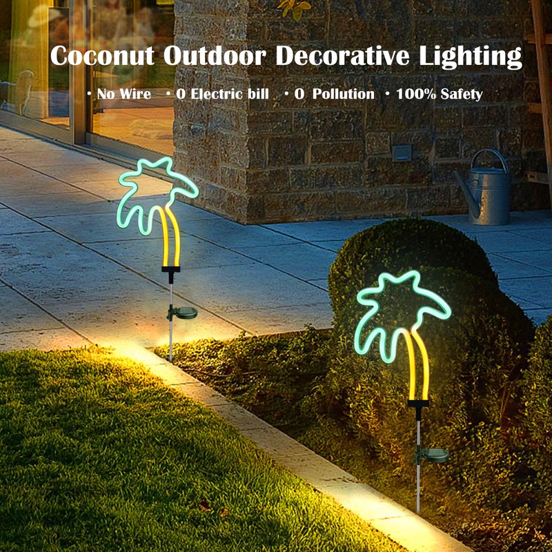 SunKite Coconut Solar Decorative Stake Lights - Outdoor Waterproof Neon