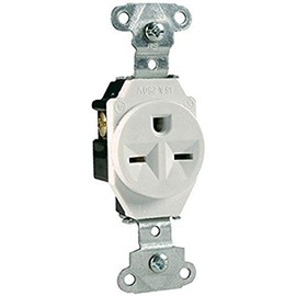 Legrand Pass & Seymour 5651W 15 Amp 250V Specification Grade Single Receptacle Outlet, NEMA 6-15R, Side Wire, White (1 Count)