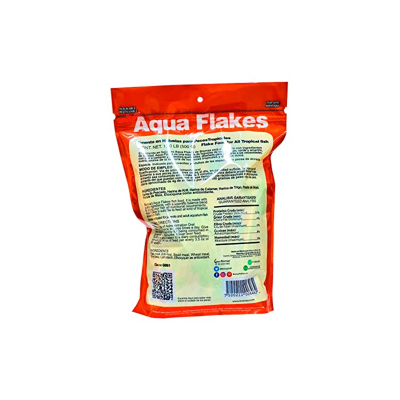 BIOMAA Aqua Flakes 1.10 LB / 500 g, Caja con