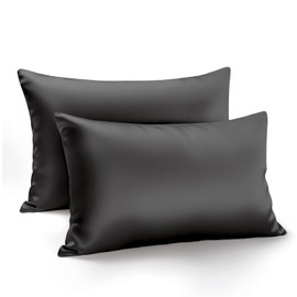 Zenssia Satin Pillow Cases 2 Pack Queen, Silky Satin Pillowcase for Hair and Skin, Breathable Satin Pillow Cover with Hidden Zipper, 20x30 inches, Black
