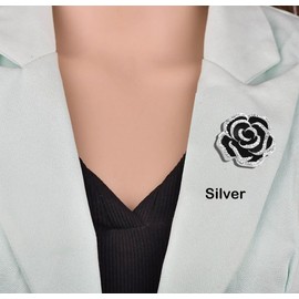 GFM® Rose Brooch - Birthday Valentine's Day Mothers day Christmas -A-Black Silver-(Brch-ROSE-A-KLCH)