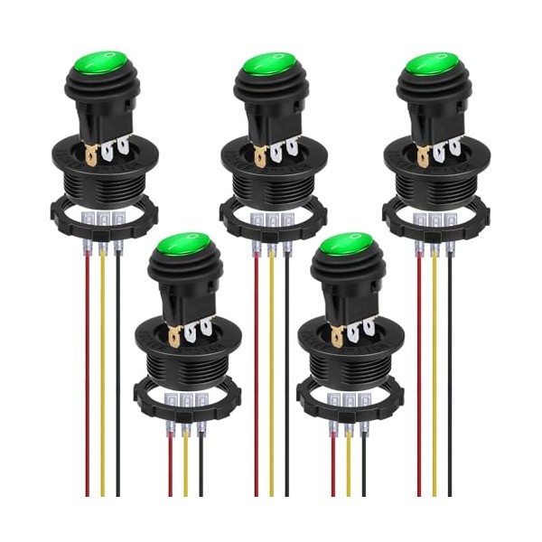 BFXM Round Rocker Switch, 12V Toggle Switch, Waterproof Lighted LED