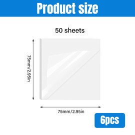 6 Pcs Transparent Sticky Notes, Clear Post it Notes, Self-Stick Clear Sticky Note, Waterproof, Removable for Writing in Text Books and Office, Annotating College Study Revision Stationary