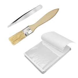 100 Sheets Silver Leaf Sheets, Imitation Silver Leaf Kit, Silver Foil with Brush Tweezer for Cakes Drinks Beauty Routine Makeup Spa Art Craft Work Decoration (8.5cm*8.5cm)