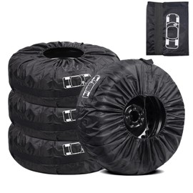 SilverChry Car Tyre Cover for 4 Tyres, Tyre Cover, Spare Wheel Protective Cover, Waterproof Wheel Cover, Tyre Bag, Tyre Bag Set, Spare Wheel Cover, Universal Replacement Wheel Covers
