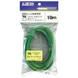 Kyowa Harmonet UL1015 AWG14 Heat Resistant Vinyl Insulated Wire, 32.8 ft (10 m), Green, Yellow (Straight)