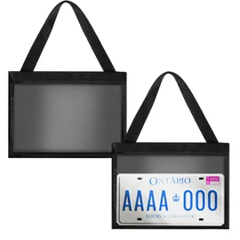 IONPSHG License Plate Holder with Hanging Strap Black License Plate Frame Cover Car Plate Bracket Test Drive License Plate Holde License Plate Tag Bag Dealer Plates Tag Bags for SUV Car Truck (2)