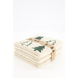 Cawö Home Flannels Christmas Edition Christmas Trees 794 Natural Green 34 30 x 30 cm