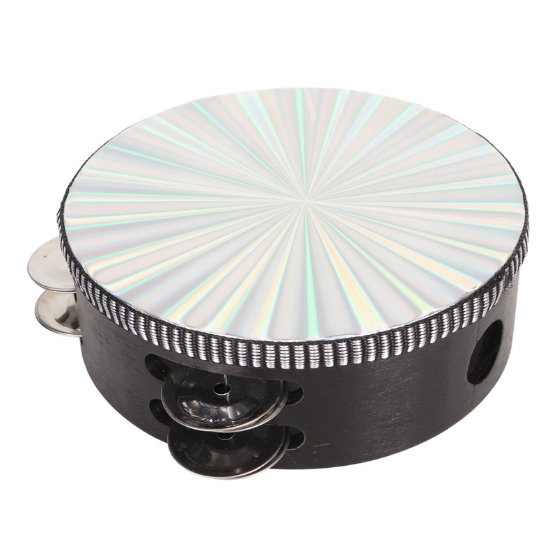 6 Inch Tambourines Double Row Melodious Polished Reflective Drum Hand