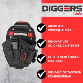 Diggers Tools - Cordless Screwdriver Holster Tool Bag - [Size M] Flexible Combinable Tool Bag Belt - High-Quality Belt Bag Tool for Electricians, Roofers & Carpenters