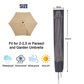 Patio Parasol Cover, 153 x 30 x 30 cm, Waterproof, Tear Resistant, 600D Oxford PVC Coating, Green, NO ZIP
