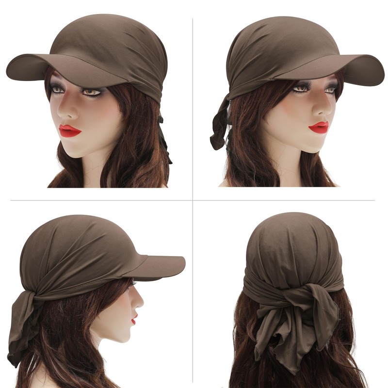 ZLYC Women's Summer Chemo Headwear Brim Visor Hat Beanie Hat,