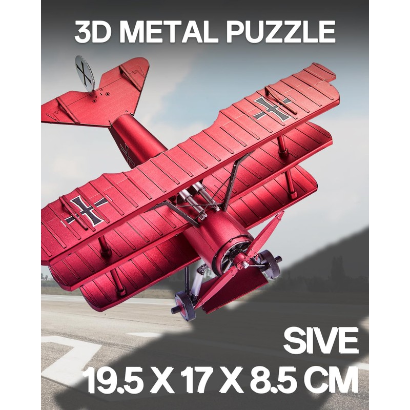 Piececool Metal Puzzle 3D Dr-1 Triplane Triplane Red Baron Aircraft