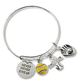Infinity Collection Softball Bracelet- Never Give Up Softball Jewelry -Gift for Softball Player, Team and Coaches Gifts