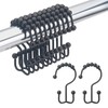Amazer Shower Curtain Rings, Rust-Resistant Metal Double Shower Hooks for Curtain Rolling Shower Curtain Hooks Rings Shower Rings for Bathroom Shower Curtain Rod, Matte Black, Set of 12 Rings