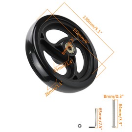 Yuqim 4 Pcs 6" Replacement Wheels for Rollator Walker Wheelchairs Walker Wheels Replacement Drive Rollator Wheels Parts(Black, 6 Inch)