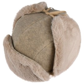 LIERYS Fleece Teedy Fur Aviator Hat Pilot Hat Chapka Trapper Hat Winter Hat Women – Made in Italy with Envelope Winter Autumn Winter, beige