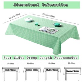 2 Packs 54 x 70 inch Green PVC Table Cloth Waterproof Vinyl Tablecloths Plaid Wipe able Table Cover Clean Plastic Black Checkered Tablecloths Oil Cloth Indoor and Outdoor Tablecloth for Party,Picnic