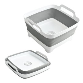 Collapsible Bucket,Wash Bucket,Collapsible Wash Basin,Collapsible Dish Tub,Collapsible Basin,Space Saving Multiuse Foldable Sink Tub, 9L Camping Sink Foldable, Kitchen Sink Basin (Gray)