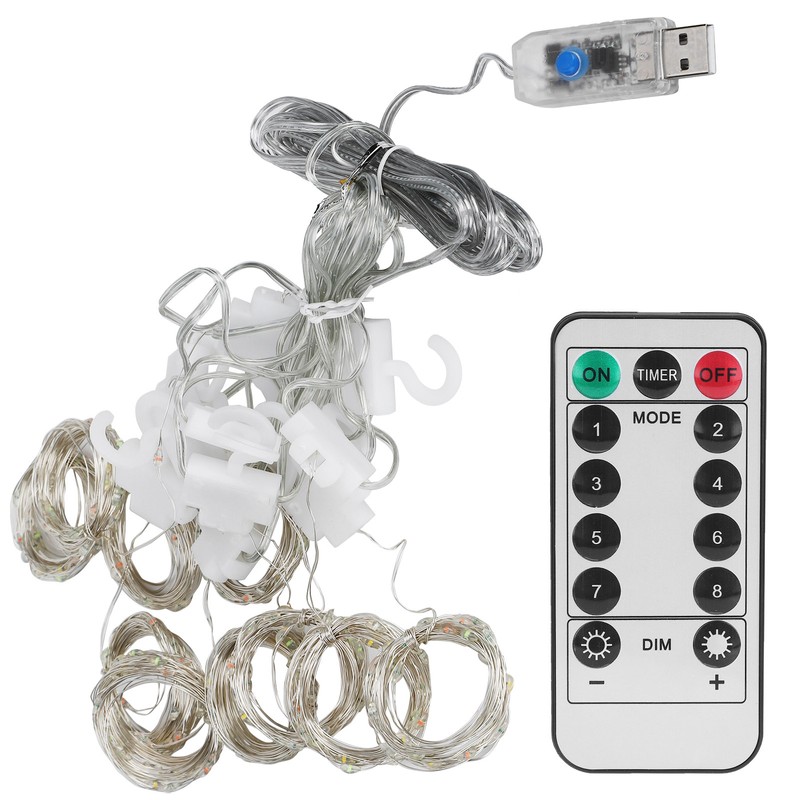 3x3 m Copper USB Wire Curtain Light String for Home