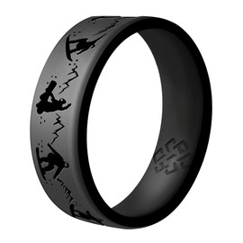 Knot Theory Snowboard Silicone Rings for Men Women - Dark Silver Size 12 6mm Dual Layer Breathable Comfort Fit Wedding Engagement Band