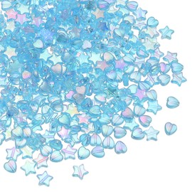 PATIKIL 9-11 mm Acrylic Round Beads, 1000 Pcs Heart Star Shape Bead AB Colors Round Clear Spacer Beads with Hole for Earring Bracelet Necklace Key Chains, Light Blue