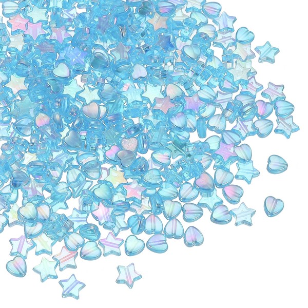 PATIKIL 9-11 mm Acrylic Round Beads, 1000 Pcs Heart Star
