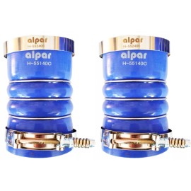 ALPAR Pair of Silicone Blue Hump Hose for Charge Air & Clamps Set 4" ID x 6.2" Long
