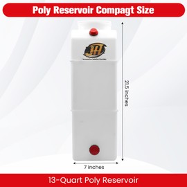13 Quart Poly Power Unit Reservoir for Hydraulic Systems, Polyethylene Flat Bottom Utility Fluid Tank for Dump Trucks Trailers RVs Boats